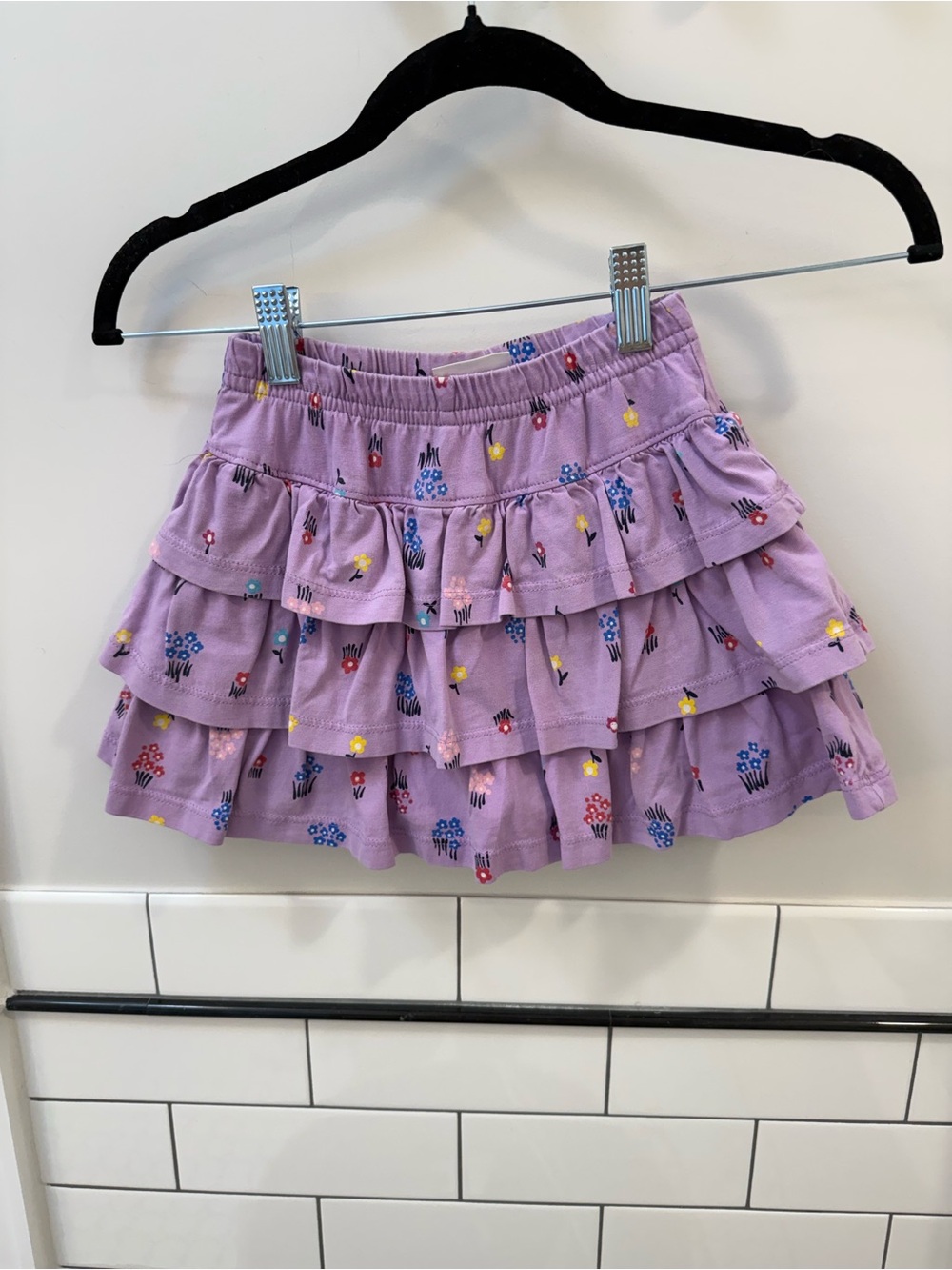 Hanna Andersson Lavender Tiered Skater Skirt with Floral Dots